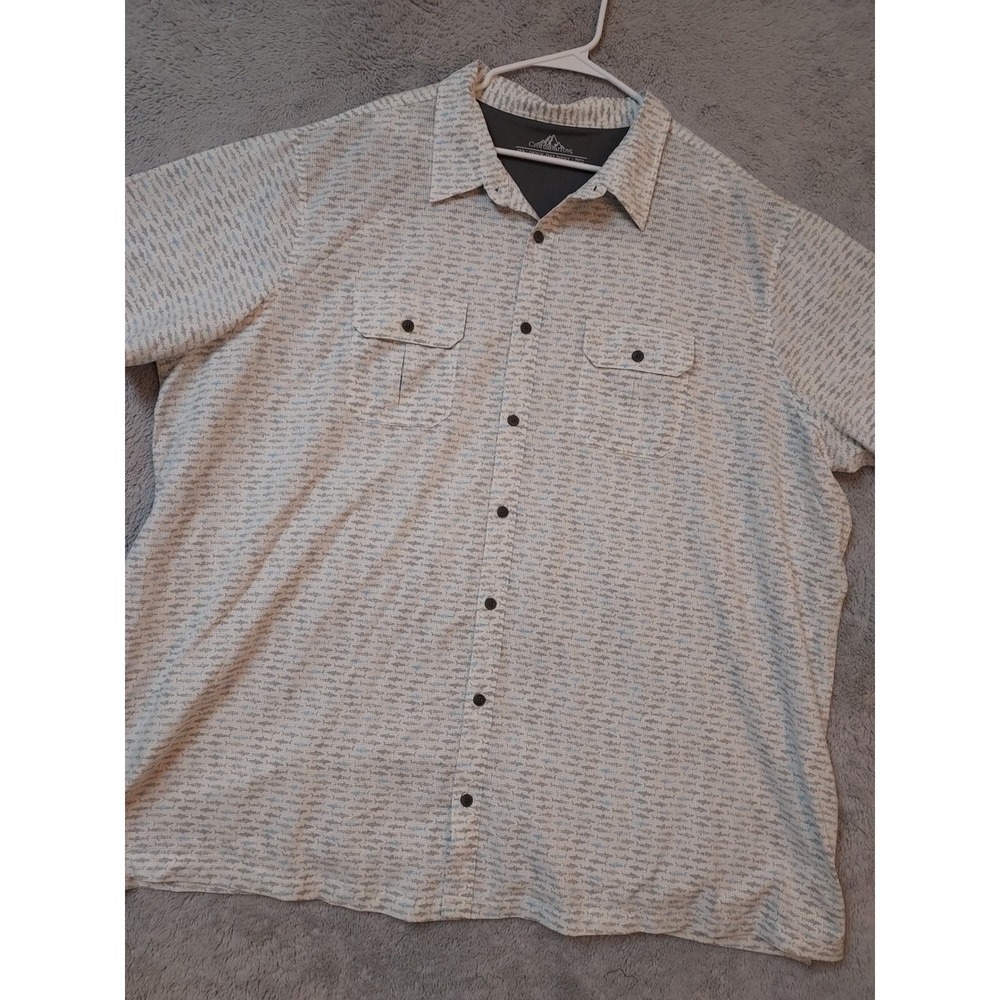 Croft & Barrow Shirt Mens 4XB 4XL BIG Quick Dry Fishing Outdoor Fish Print White